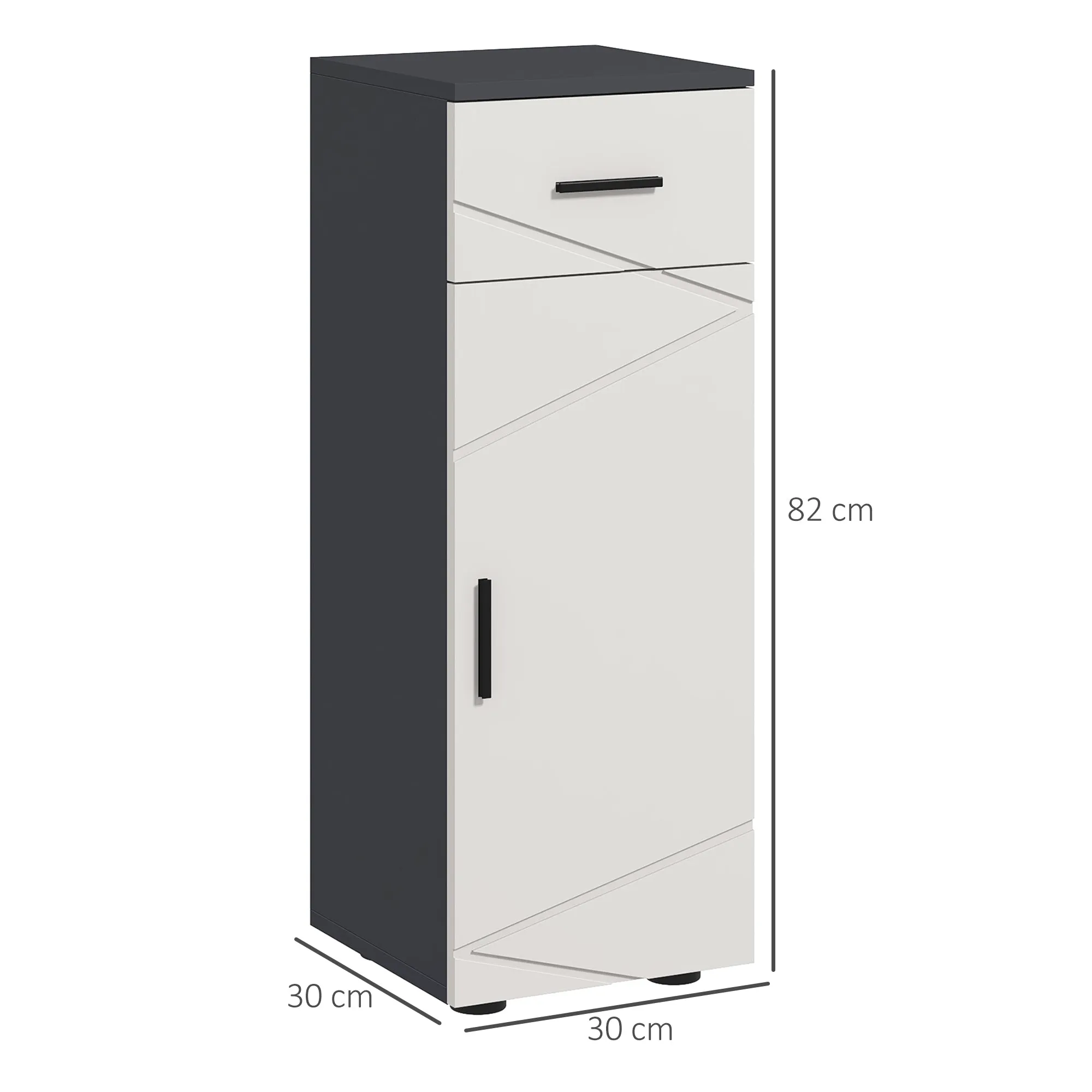 Chipboard Bathroom Cabinet with Drawer and 2 Adjustable Level Cabinet, 30x30x82 cm, Grey - Image 3