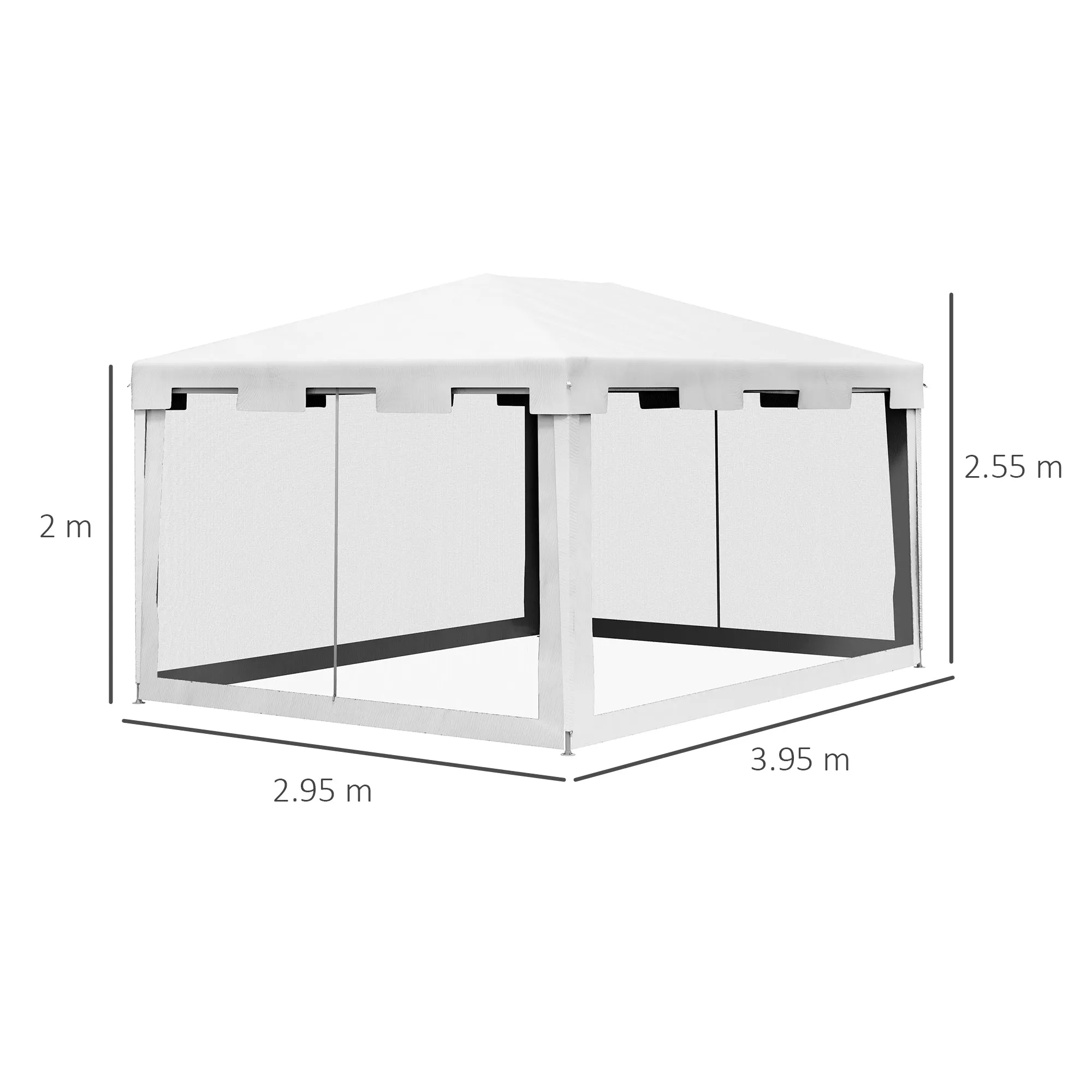 Garden Gazebo 4x3 m Folding with Mosquito Net and 2 Entrances, in Metal and PE, White and Black - Image 3