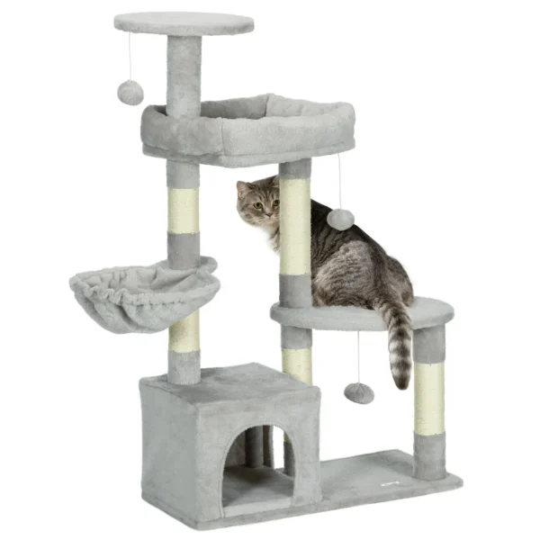 Cat Tree for cats with Scratch Pole i, 65x30x104 cm, light gray