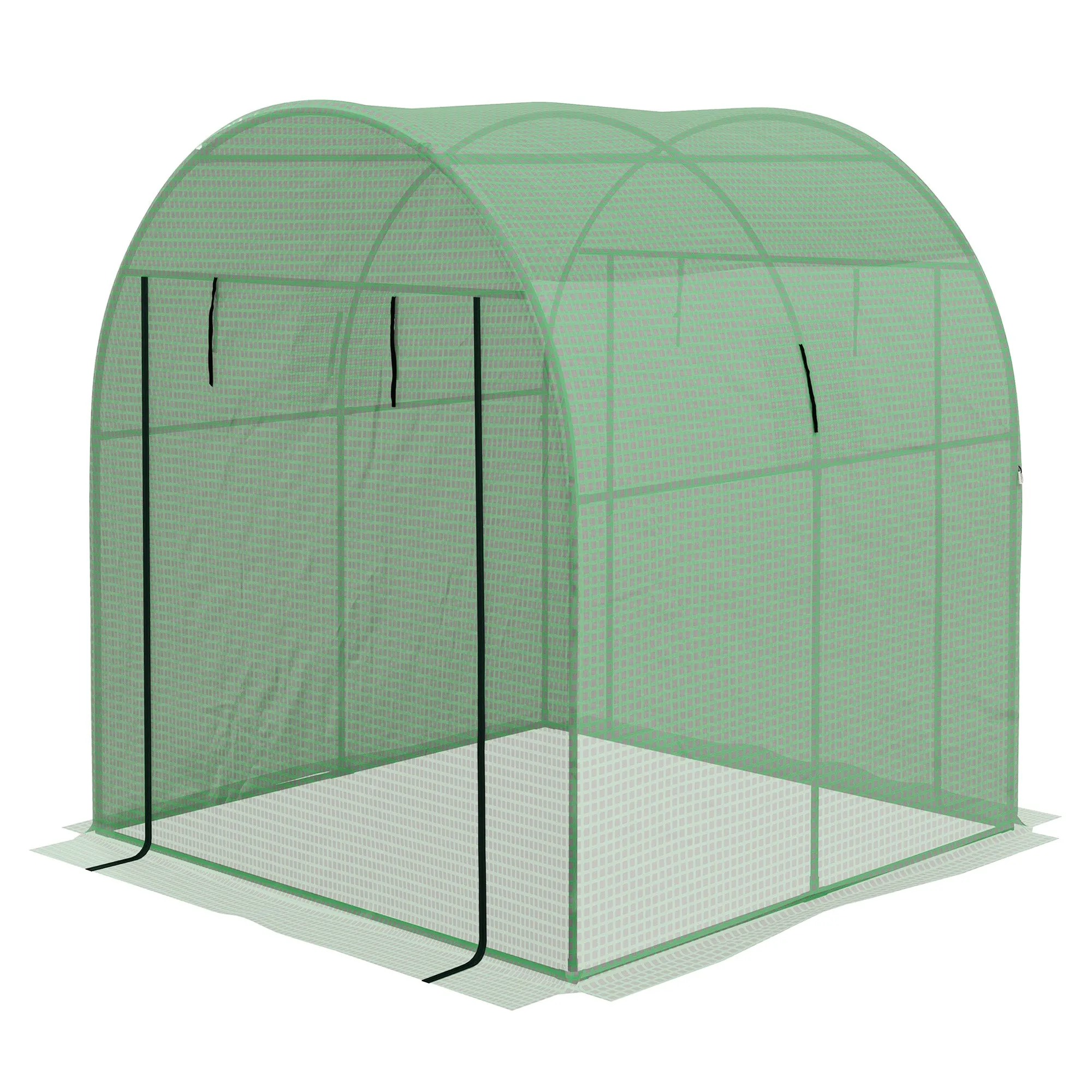 1.8x1.8x2m Steel and PE Anti-UV Tunnel Greenhouse for Vegetable Garden with Roller Doors and Windows, Green