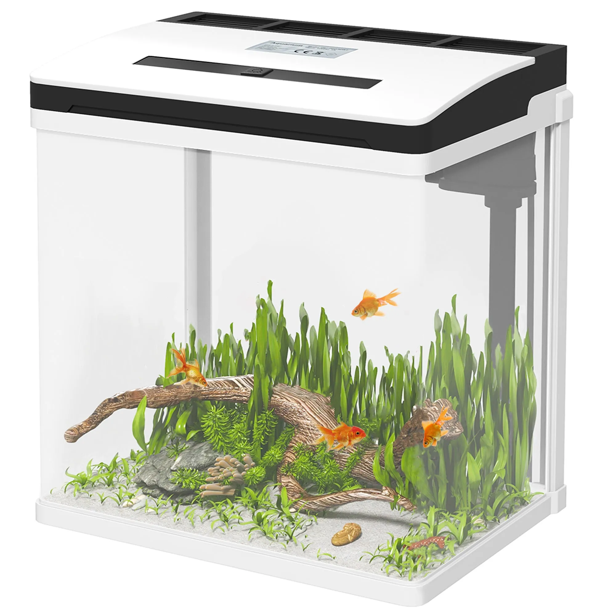 Aquarium 13L LED with Ventilation Holes, HD Glass and ABS, 29L x 20D x 30.5H cm