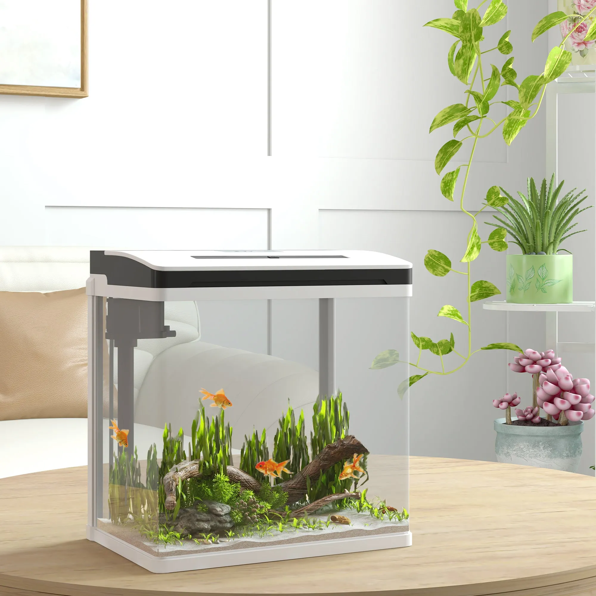 Aquarium 13L LED with Ventilation Holes, HD Glass and ABS, 29L x 20D x 30.5H cm - Image 2