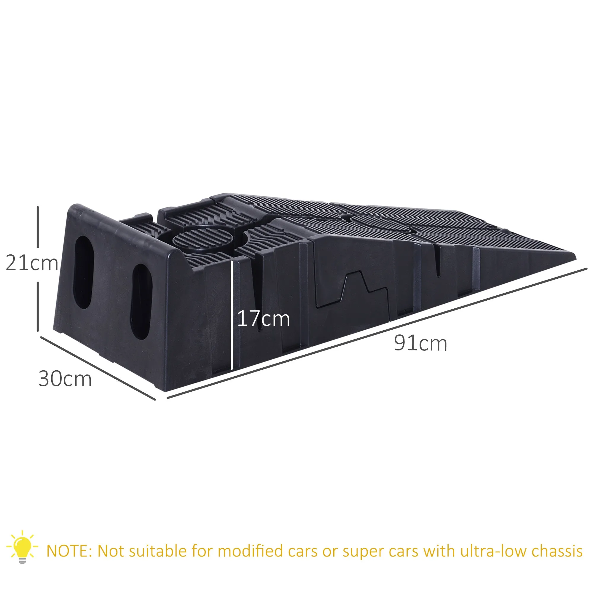 Set of 2 Plastic Car Ramps with Maximum Load 5 Tons, 91x30x21 cm, Black - Image 3