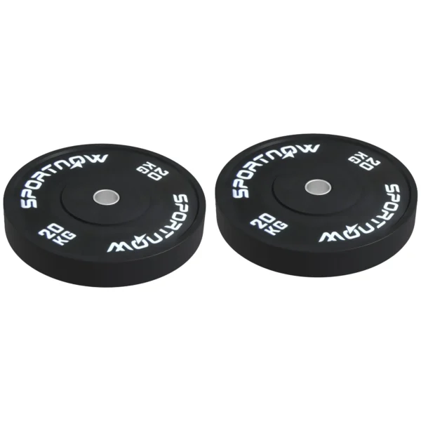 Set of 2 20kg Gym Discs for Barbell and Dumbbells with Ø5cm Attachment, Black