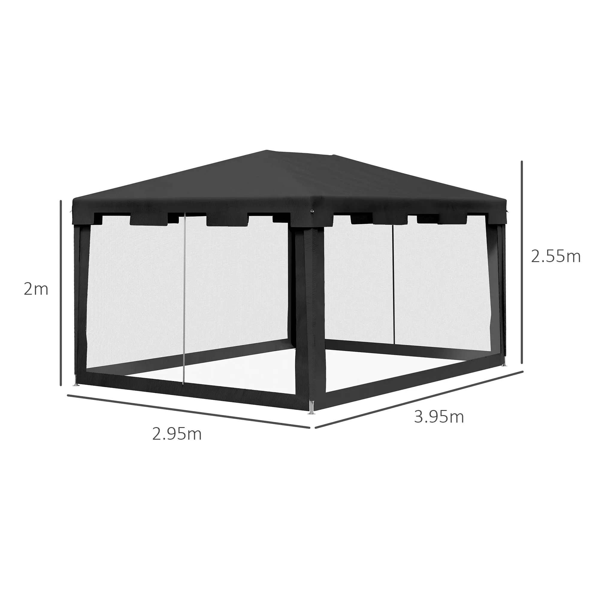 Gazebo 4x3 m Folding with Mosquito Net and 2 Entrances, in Metal and PE, Dark Grey - Image 3