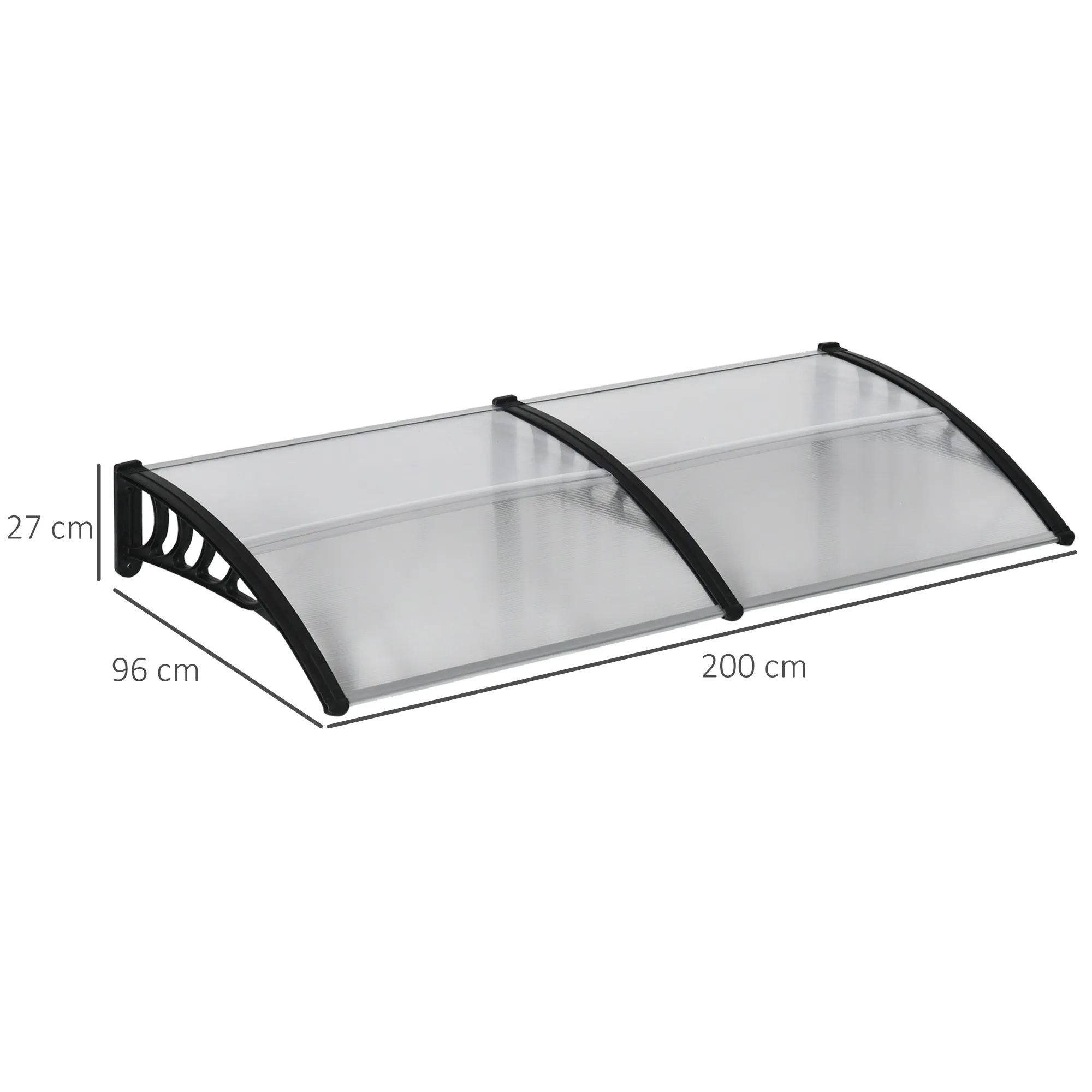 Modern Canopy in Polycarbonate, Aluminum and PP for Balconies, Windows and Doors, 200x96x27 cm - Image 3