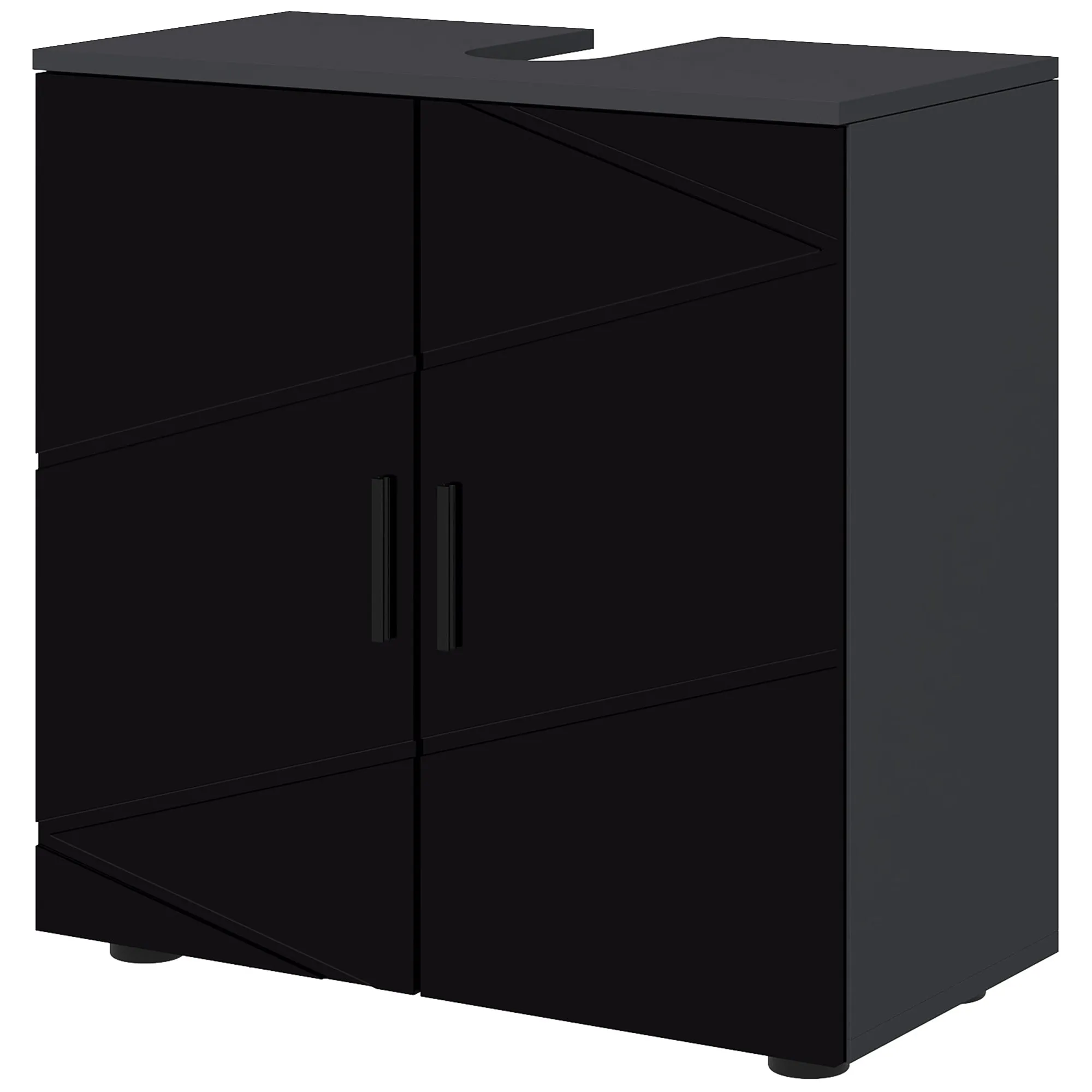 Bathroom Vanity Cabinet Wooden Cabinet with 2 Doors, 60x30x60cm, Black - Image 2