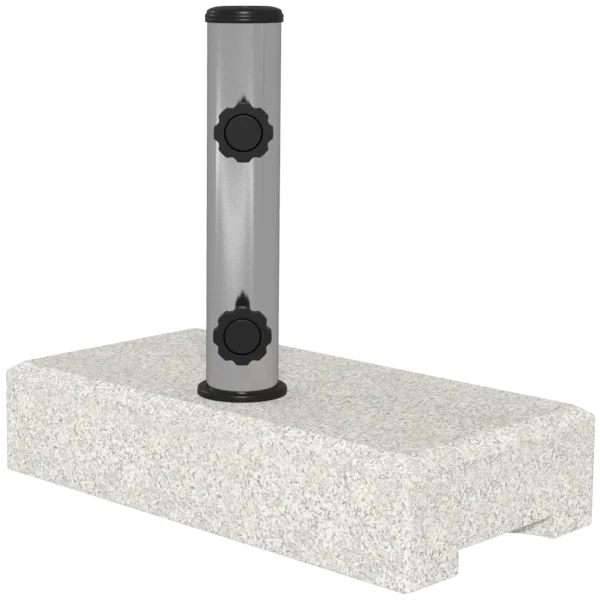 25kg Garden Umbrella Base for Ø32mm, Ø38mm and Ø48mm Poles, in Granite and Stainless Steel, 45x22.5x40 cm, Grey