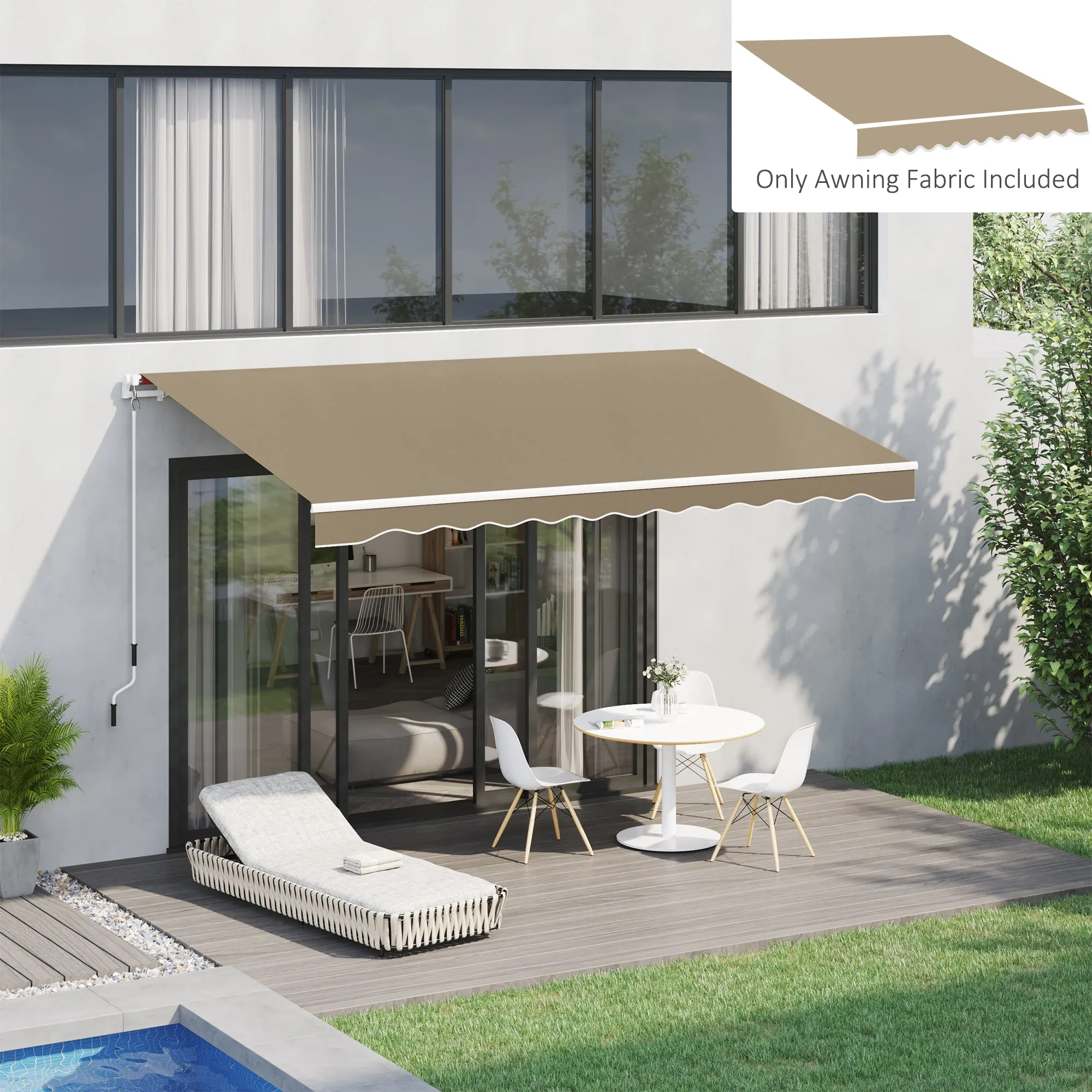 4x2.5m Anti-UV Polyester Awning Replacement Cover Beige (Cover only) - Image 2