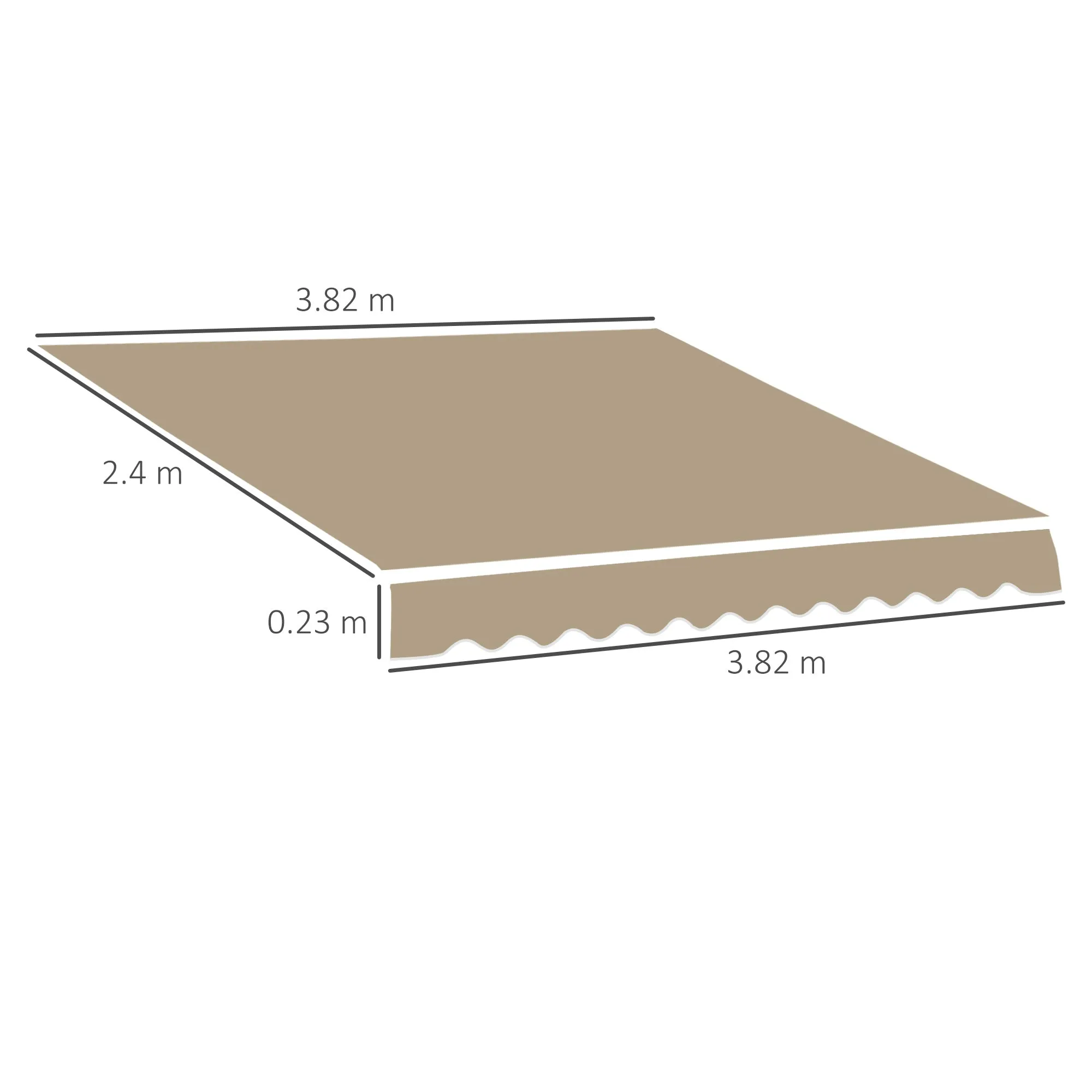 4x2.5m Anti-UV Polyester Awning Replacement Cover Beige (Cover only) - Image 3