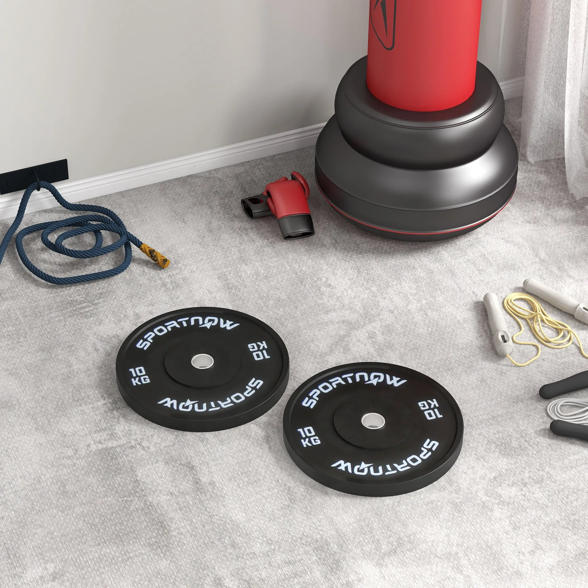 Set of 2 10kg Gym Discs for Barbell and Dumbbells with Ø5cm Attachment, Black - Image 2