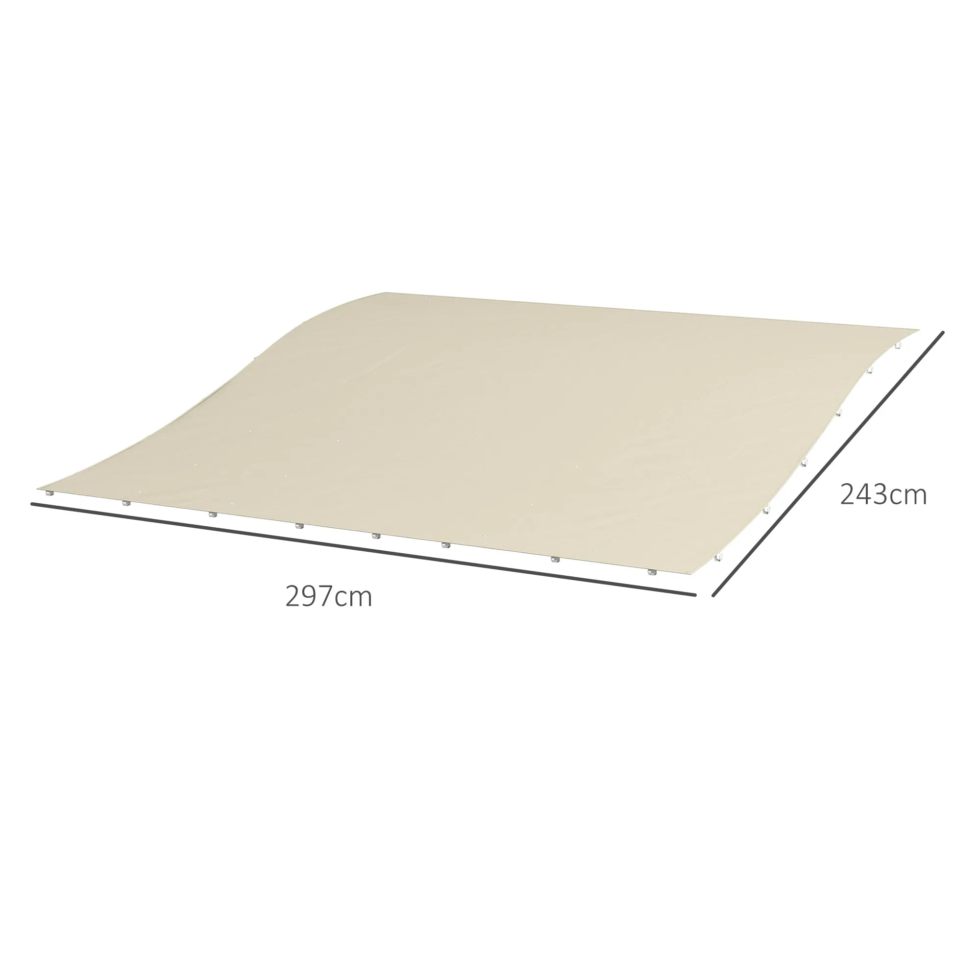 (COVER ONLY) Replacement Garden Pergola Cover 2.5x3m with 8 Drainage Holes, Polyester, 297x243cm, Beige - Image 3