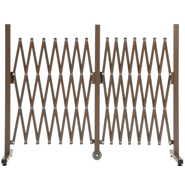 Freestanding Extendable Fence in Steel and Aluminum, Width 52-405 cm, Dark Brown
