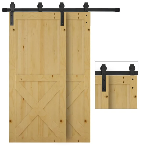 Steel Sliding Door Kit with Track, Rollers, Stoppers, Guides, Bolts and Screws, 200x0.6x4 cm, Black