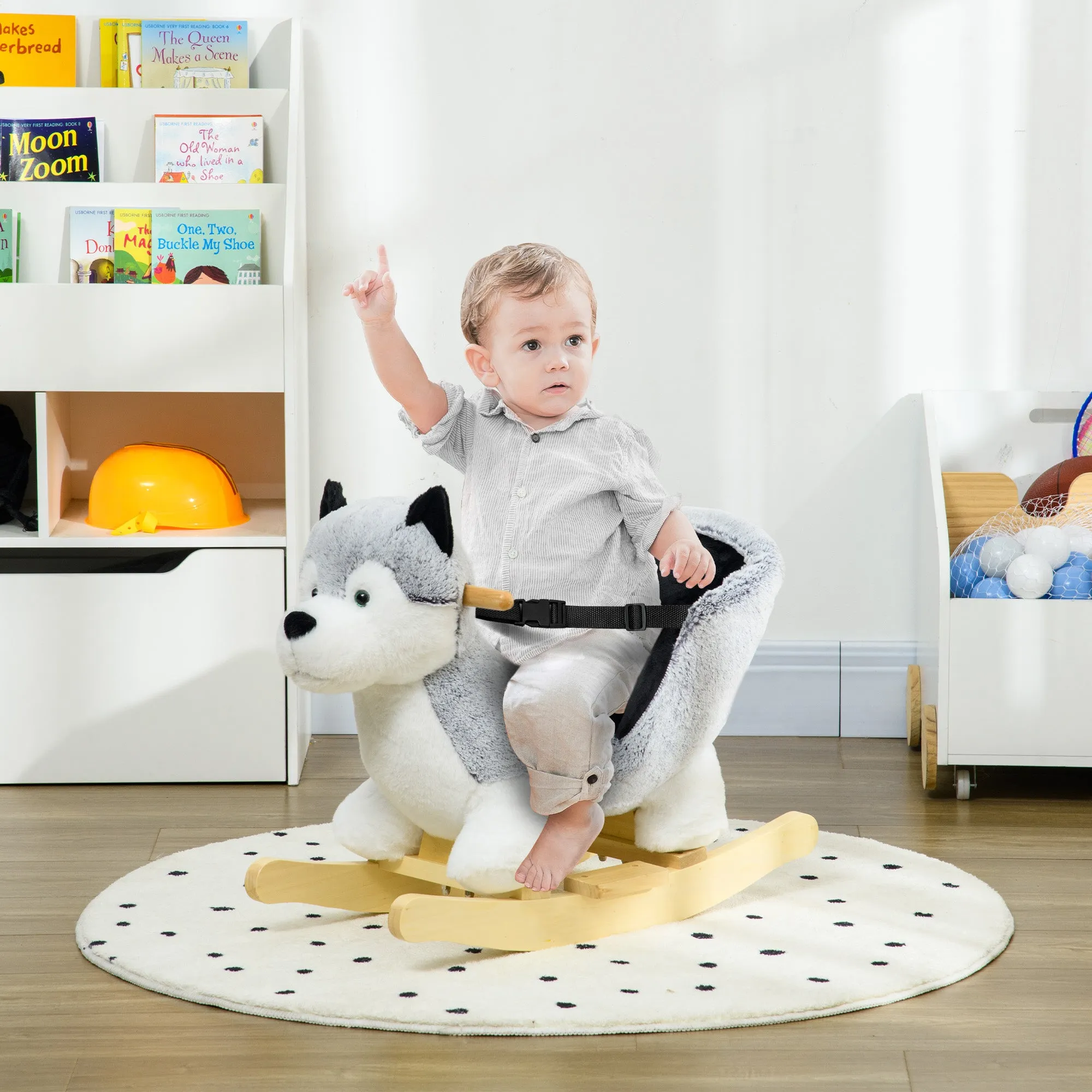 Husky Dog Rocking Horse for Children 18-36 Months, 60x33x50cm, Grey - Image 2
