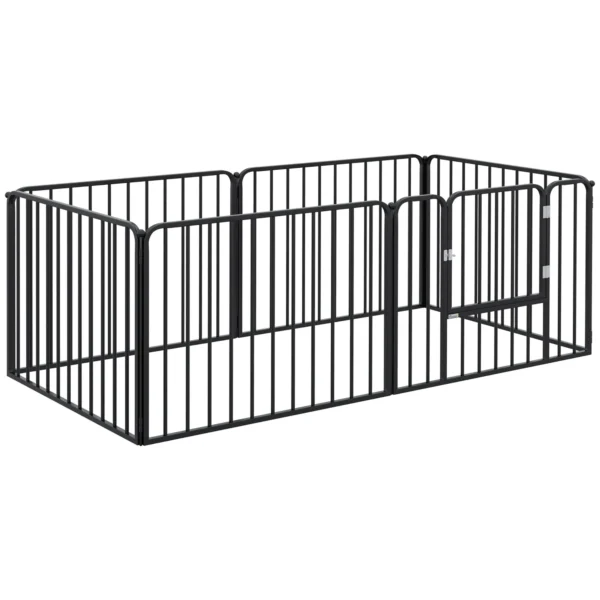 6-Panel Modular Indoor/Outdoor Dog Playpen, Steel, 164x83x60 cm, Black