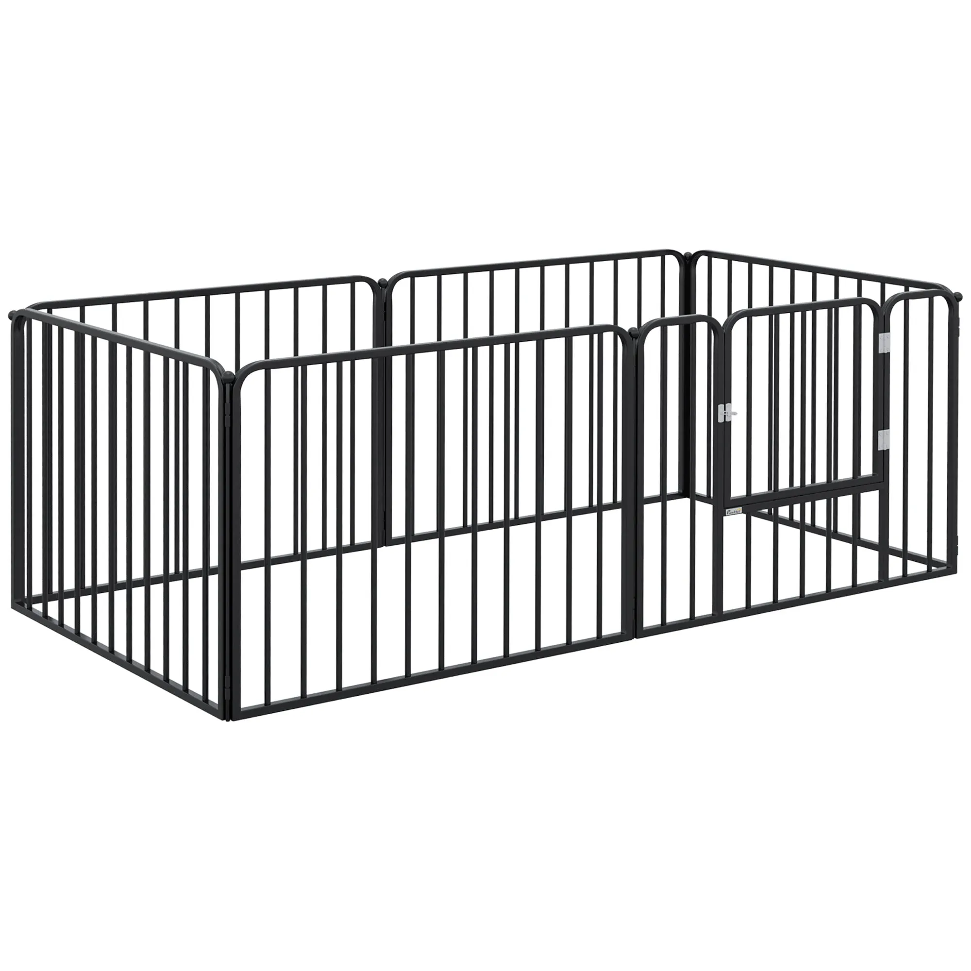 6-Panel Modular Indoor/Outdoor Dog Playpen, Steel, 164x83x60 cm, Black