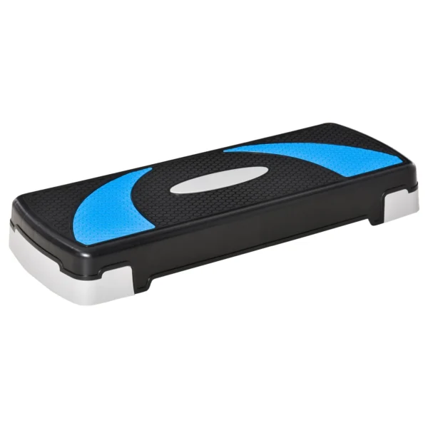 Aerobic Stepper Fitness Adjustable to 3 Heights of 10-15-20 cm, Blue and Black