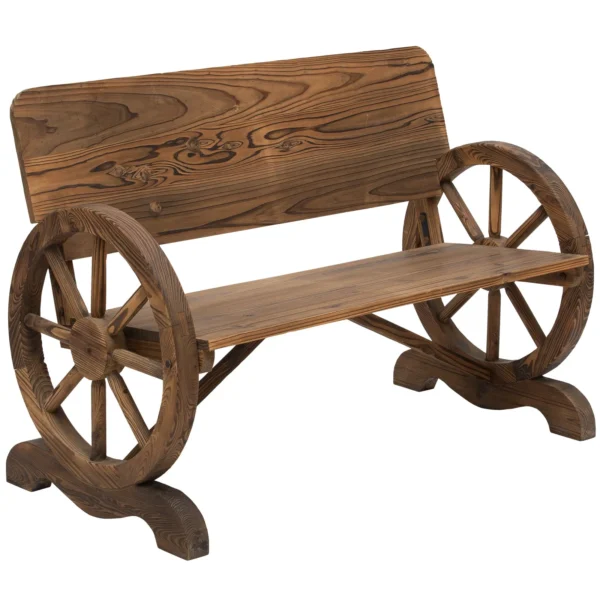 2-Seater Garden Bench with High Backrest, Fir Wood, 114x58x80 cm, Brown