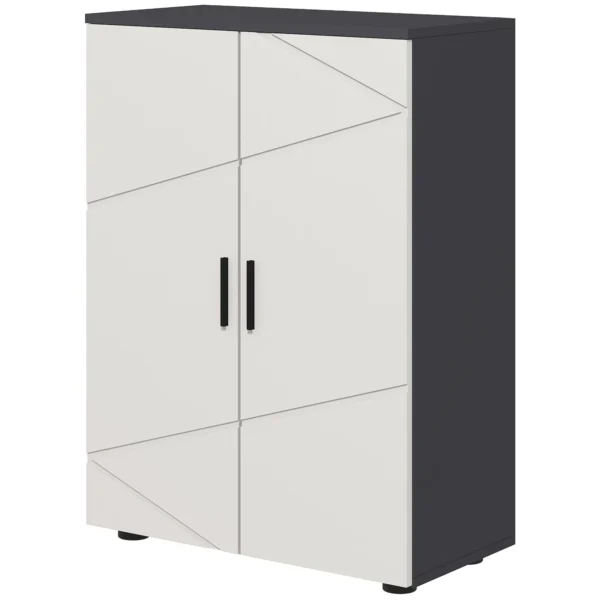 Bathroom Cabinet with 2 Wooden Doors, 3 Shelves and Soft Closing, 60x30x82cm, Grey