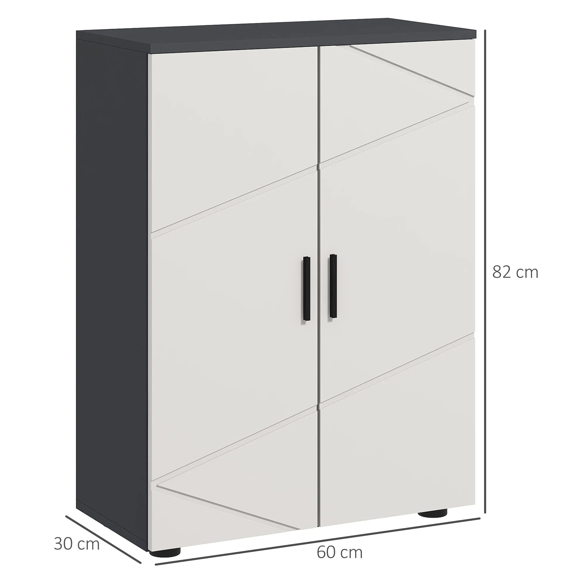 Bathroom Cabinet with 2 Wooden Doors, 3 Shelves and Soft Closing, 60x30x82cm, Grey - Image 3