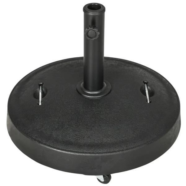 23.5kg Umbrella Base with 2 Cranks and Wheels, Resin and Steel, Ø53x41 cm, Black