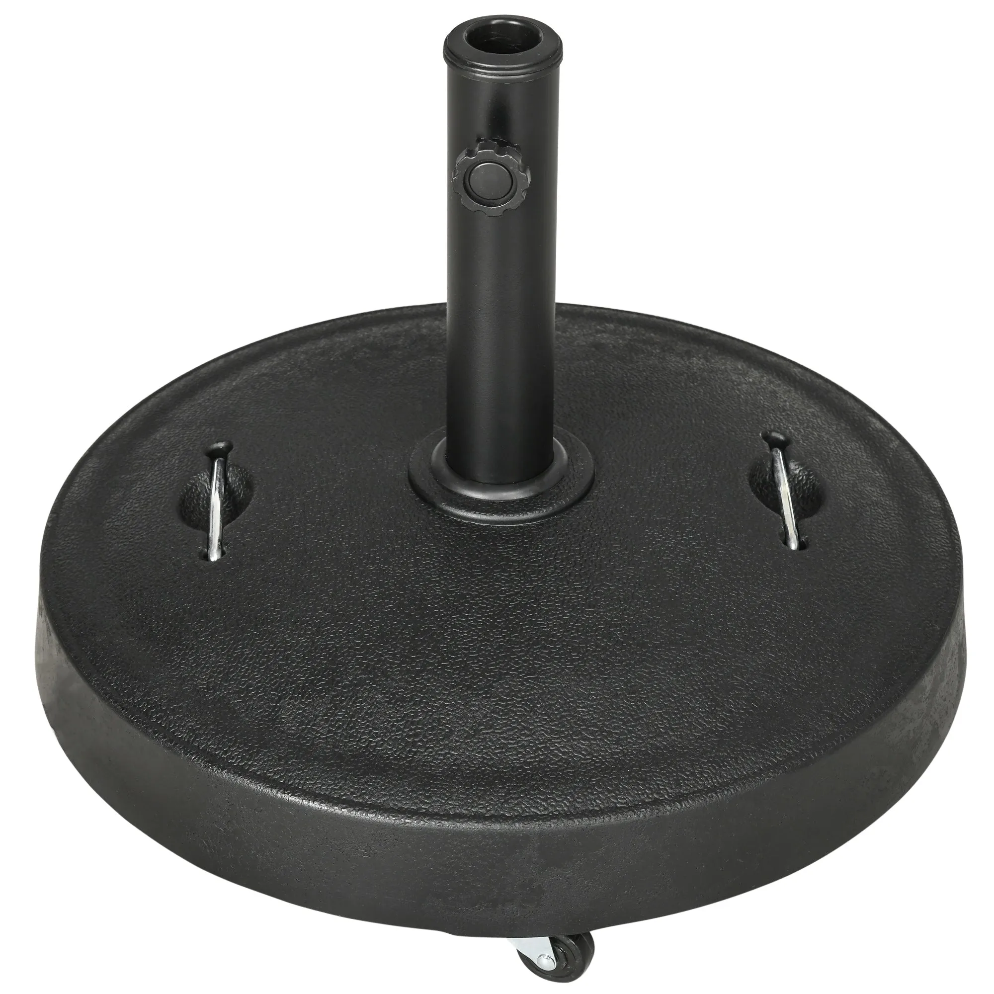 23.5kg Umbrella Base with 2 Cranks and Wheels, Resin and Steel, Ø53x41 cm, Black