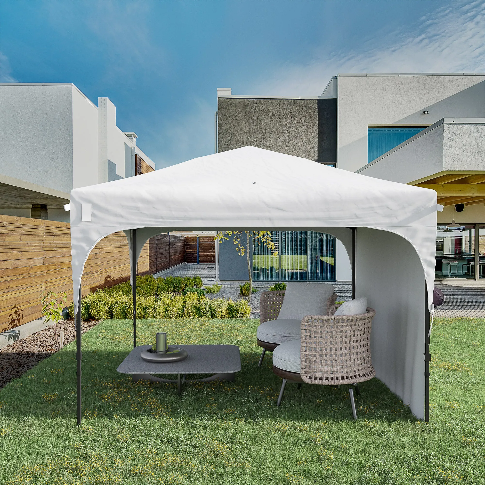 3x3 m Garden Gazebo with Adjustable Height on 3 Levels, in Polyester and Steel, White - Image 2