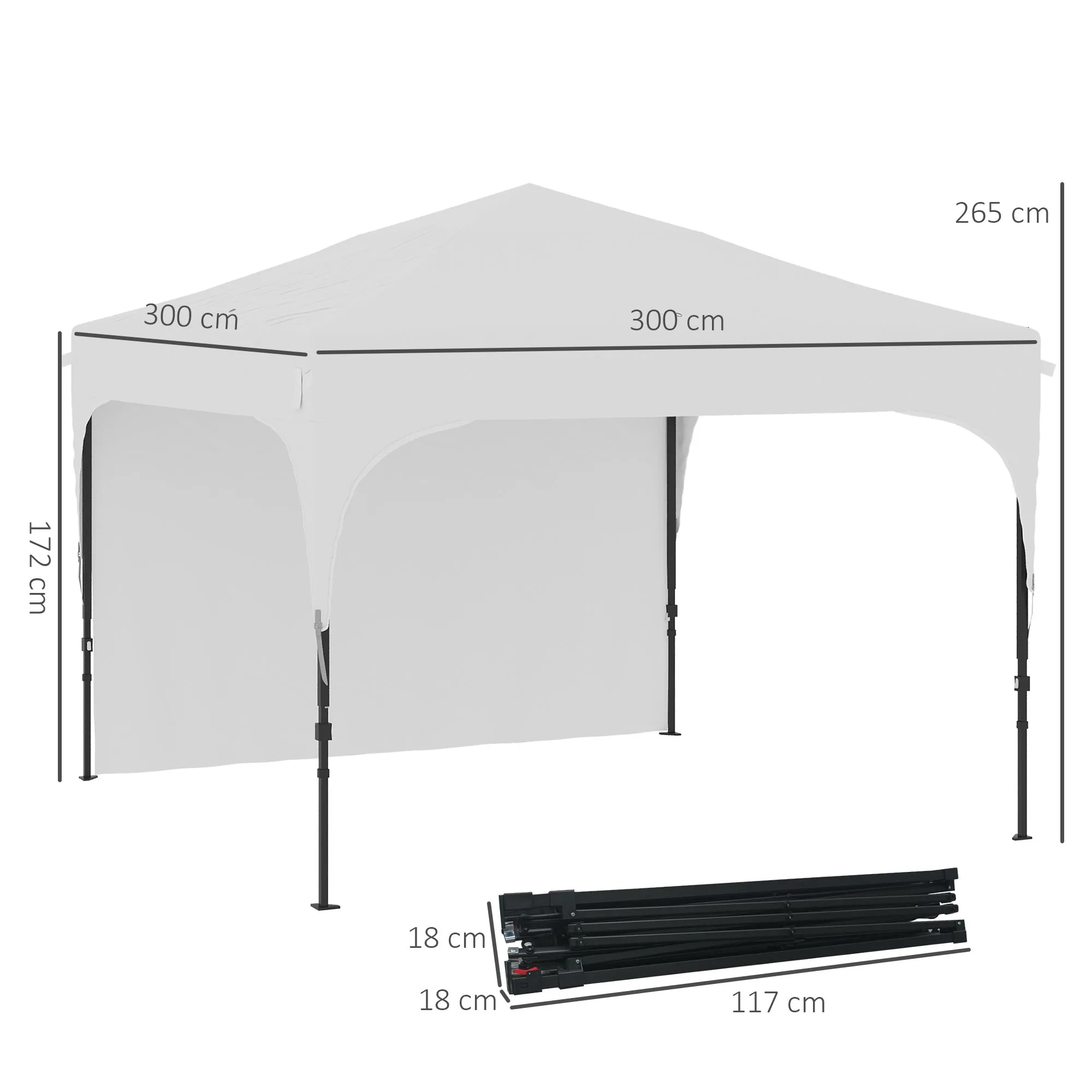 3x3 m Garden Gazebo with Adjustable Height on 3 Levels, in Polyester and Steel, White - Image 3