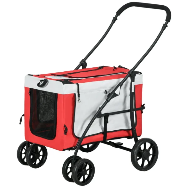 Dog Stroller for Small and Mini Dogs with 2 Leashes and Storage Bag, 81x58x97.5 cm