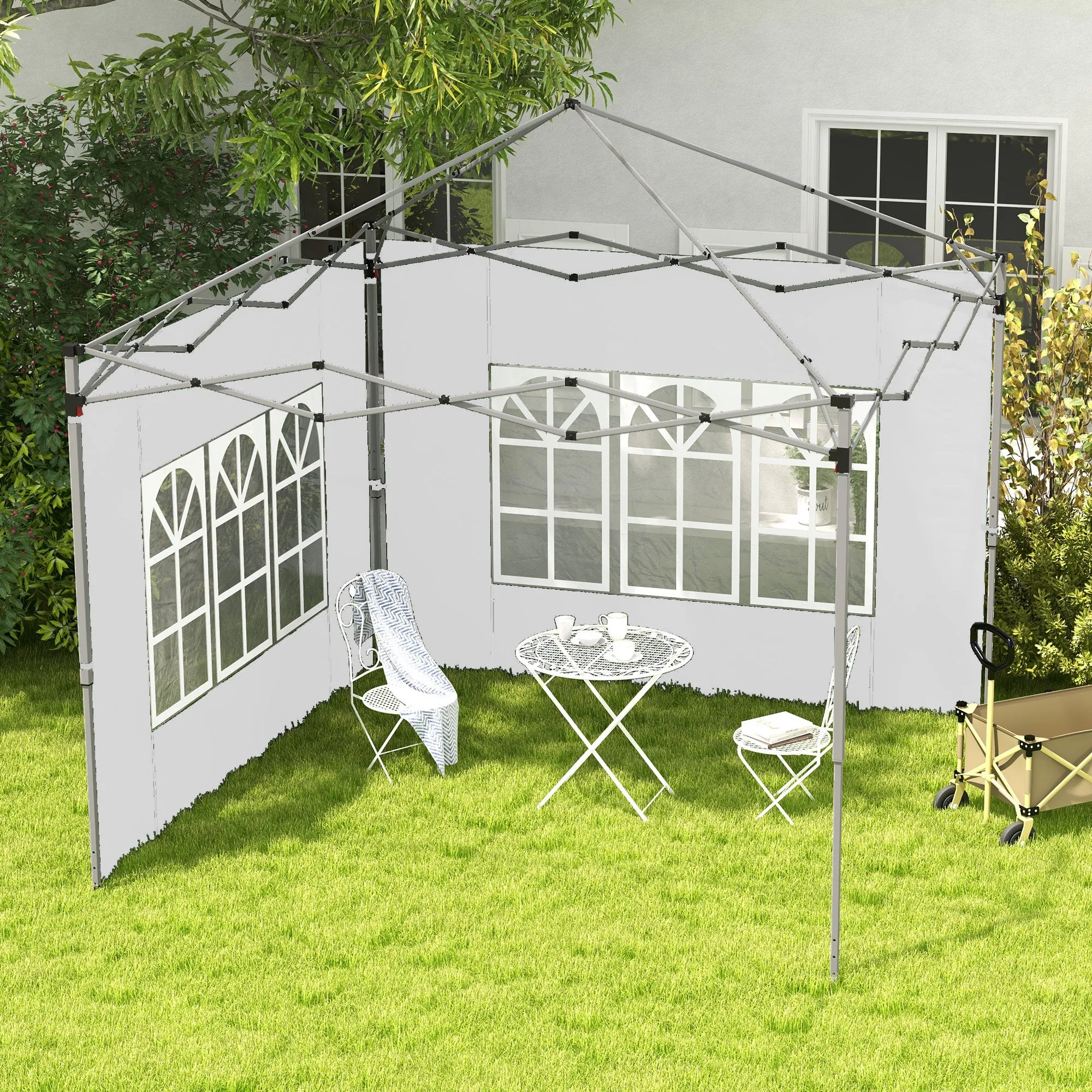 3x3 or 3x4 Gazebo Walls with Windows Included, Plastic and Oxford Fabric, 295x195 cm, White - Image 2
