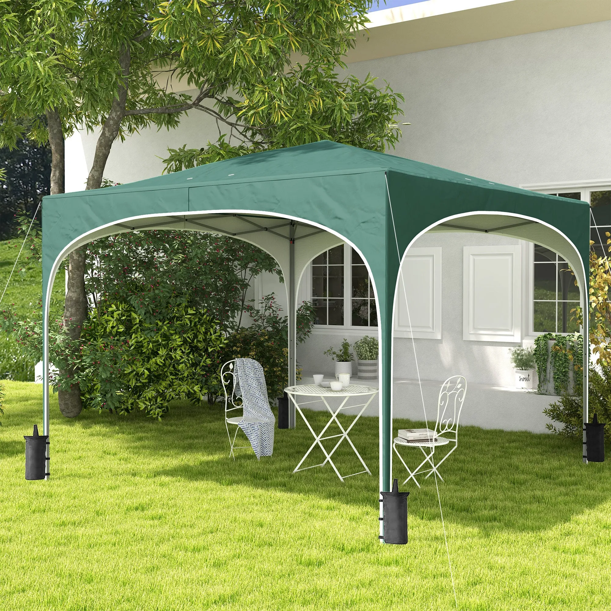 Gazebo, Adjustable Height Garden Gazebo with Drainage Holes and Carry Bag, Metal, Green - Image 2