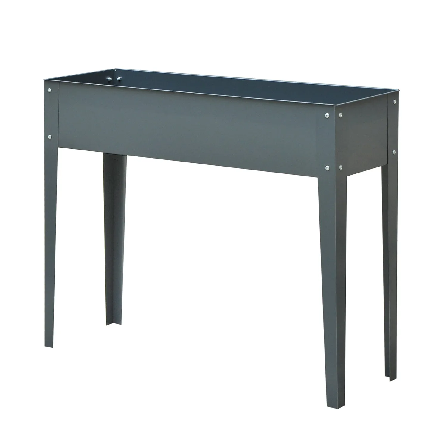 Raised Outdoor Planter Metal with 3 Drainage Holes, 100x30x80 cm, Grey