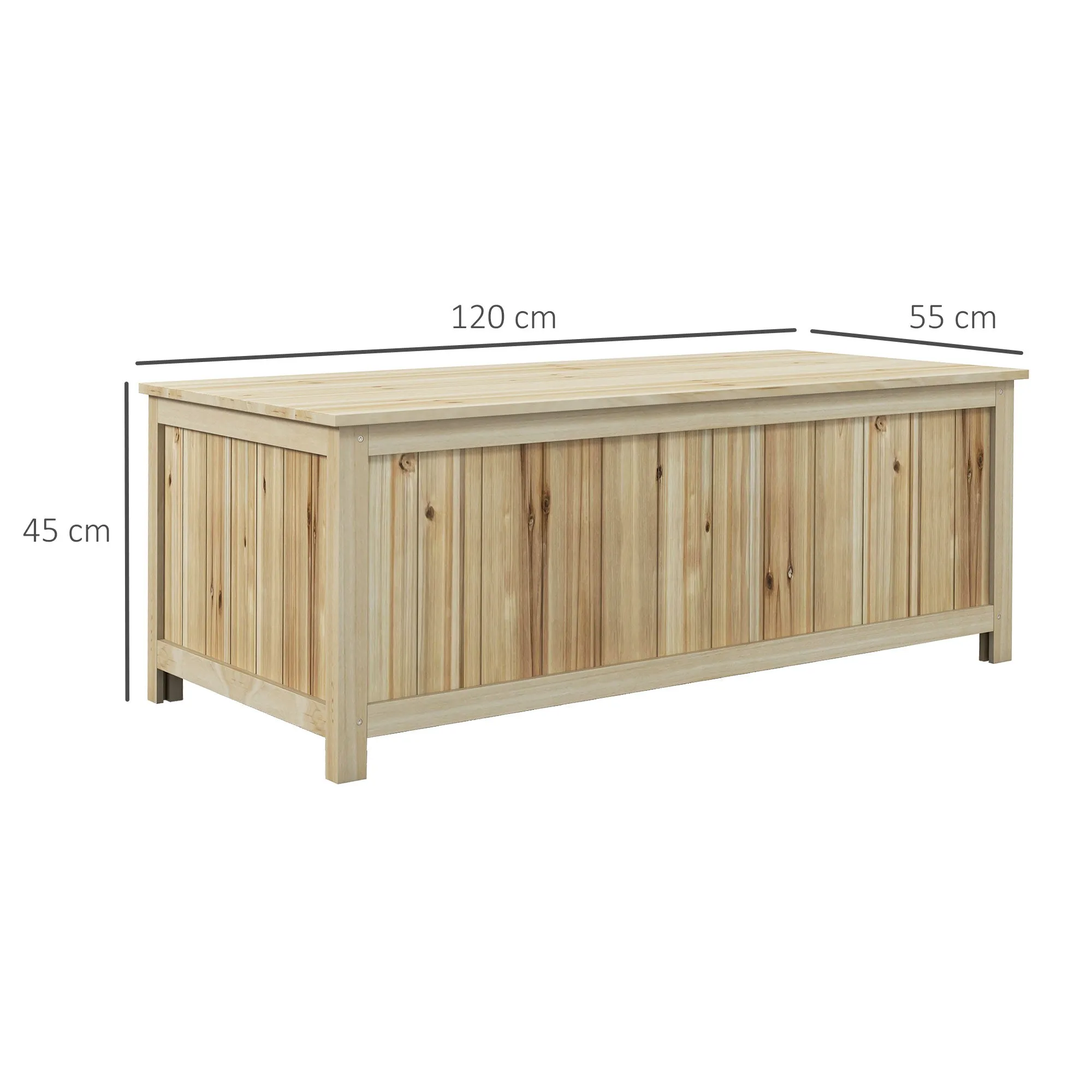 72L Fir Wood Garden Storage Bench, 120x55x45cm, Wood Color - Image 3