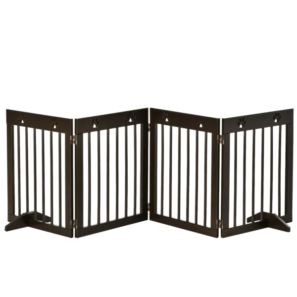 Folding Dog Gate for Small Dogs, Made of Pine Wood, 204 x 30 x 61 cm, Brown