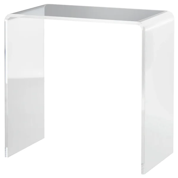 Living room coffee table in UC with smooth edges and rounded corners, 53.5x30.5x53.5 cm, transparent