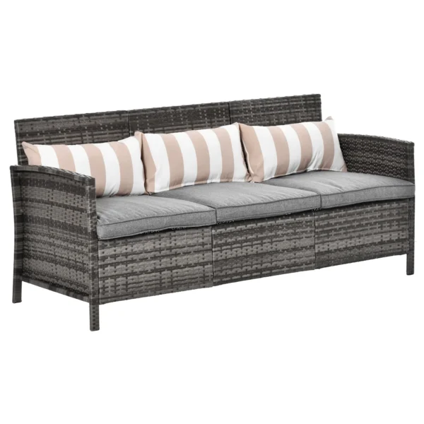 3 Seater Outdoor Sofa in Rattan (PE) with Padded and Removable Cushions, Garden/Terrace, 173x68x78cm