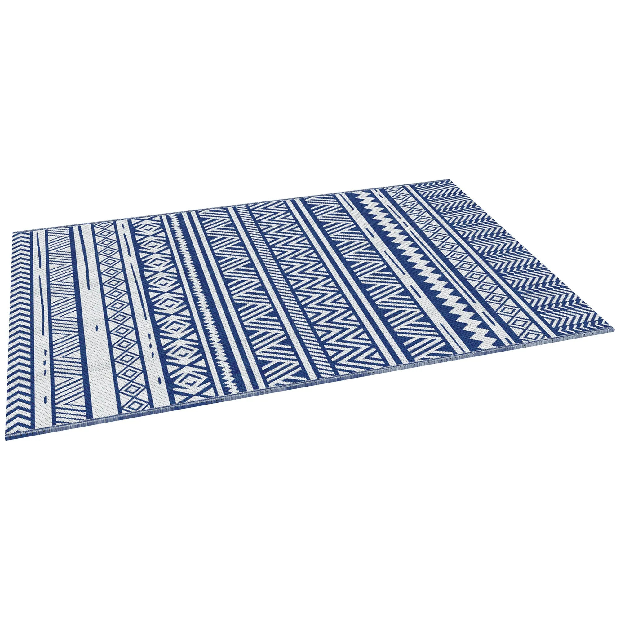 Outdoor Rug 182x274 cm Foldable and Reversible, in Blue and White Polypropylene - Image 2