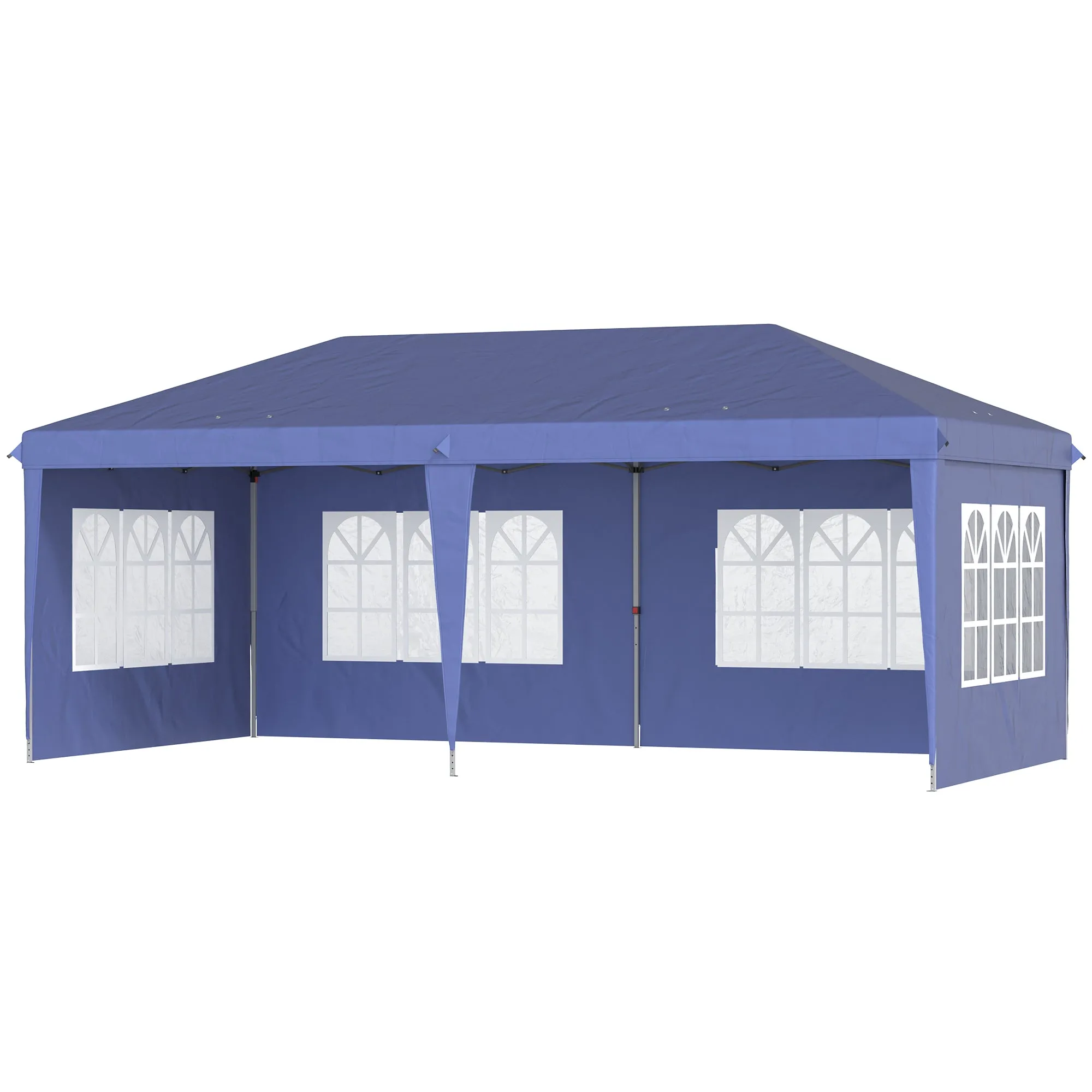 6x3 m Height Adjustable Garden Gazebo with Removable Walls, Steel and Polyester, Blue - Image 2