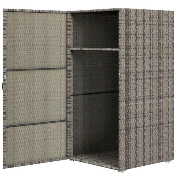 PE Rattan Garden Cabinet with 2 Compartments, 60x63x120cm, Grey
