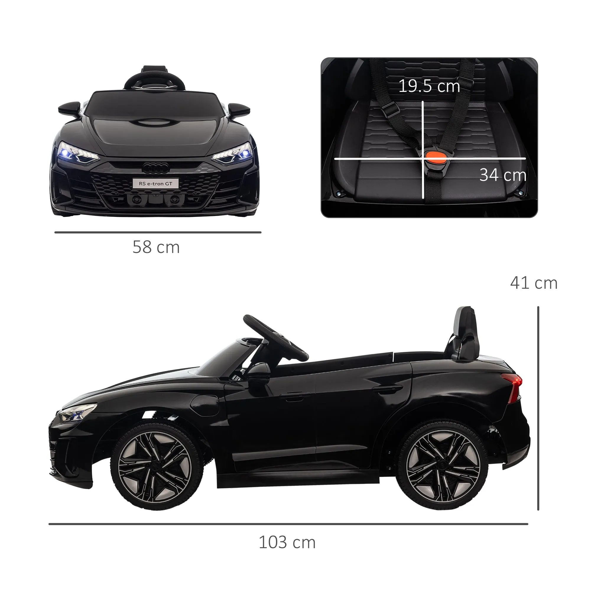 Electric Ride-On Car for Children 5 Years with Audi License, Remote Control and Music, Black - Image 3