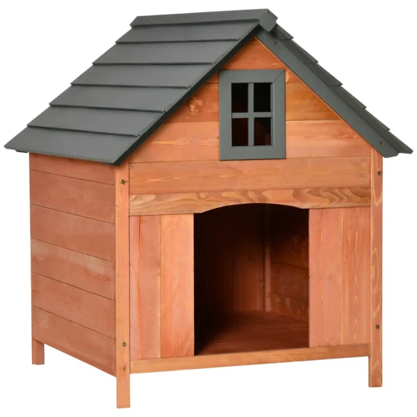 Raised Dog House for up to 15 kg, Outdoor Dog and Cat Kennel in Fir Wood, 81.3x91.5x98.5 cm