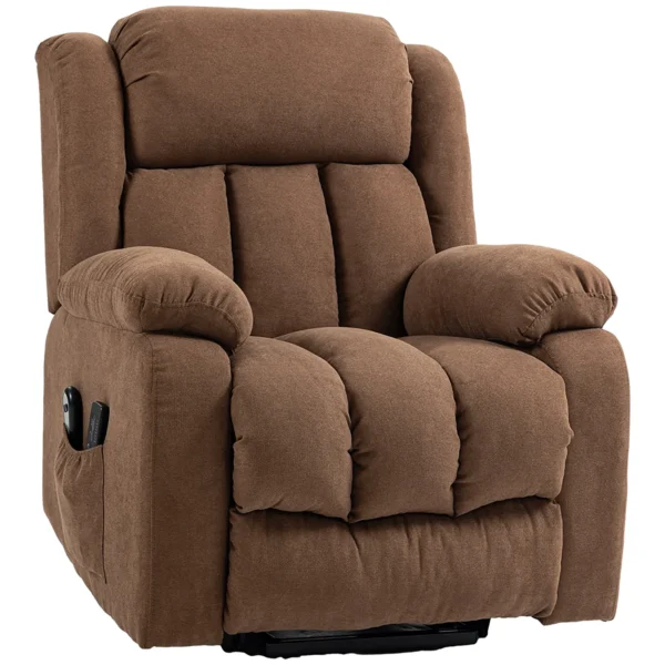 Lift Relax Chair with Remote Control, Massaging and Reclining in Fabric, Brown