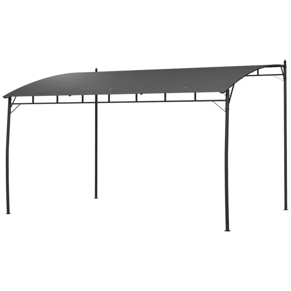 Pergola Gazebo with 12 Drainage Holes, Metal and Polyester, 400x296x200/262 cm, Dark Grey