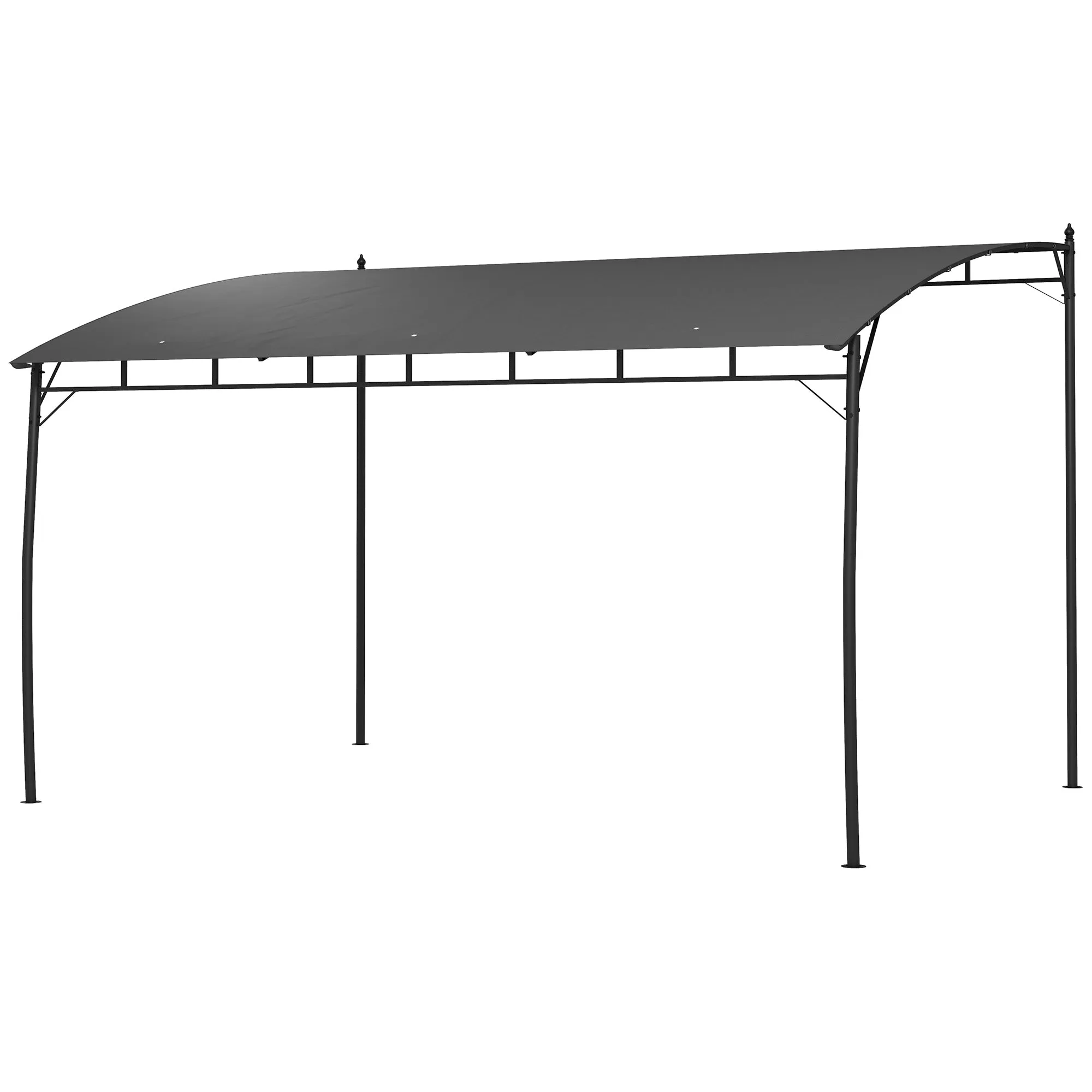Pergola Gazebo with 12 Drainage Holes, Metal and Polyester, 400x296x200/262 cm, Dark Grey