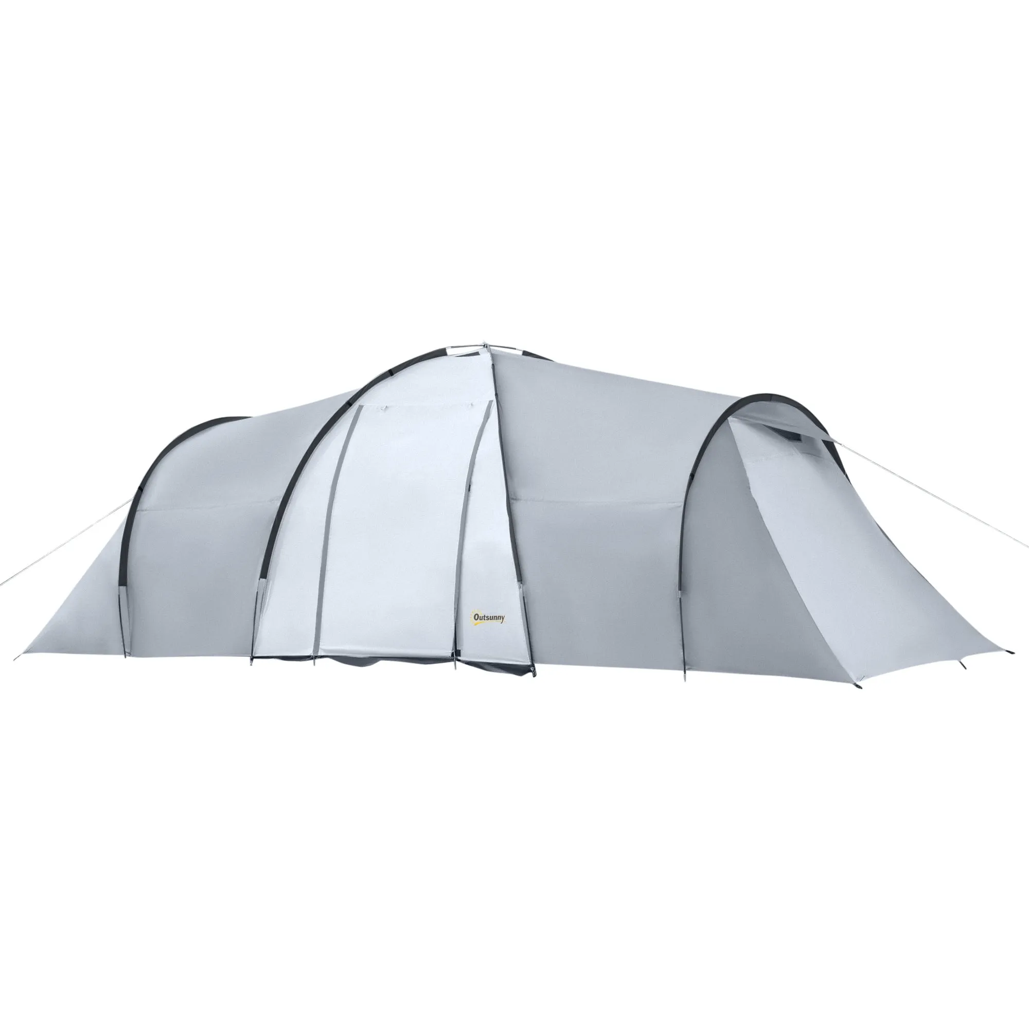 5-Person 2-Bedroom Waterproof Camping Tent with Canopy, 590x245x193 cm, Grey