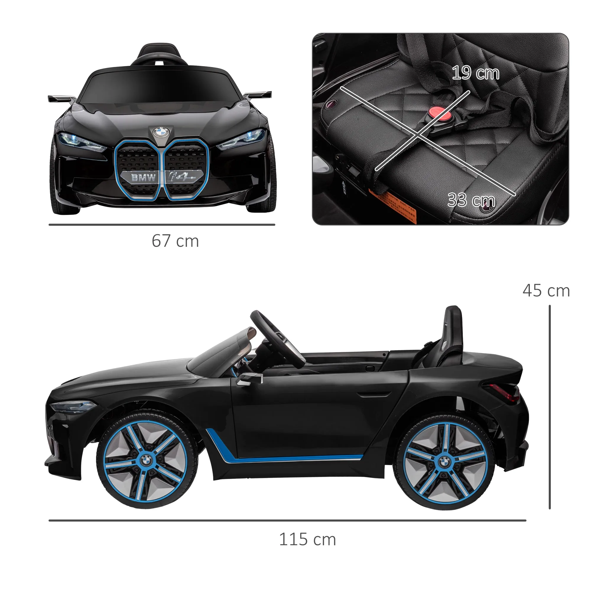 BMW - Electric Car for Children 3-6 Years with BMW License with Remote Control, Box and Headlights, 115x67x45 cm, Black - Image 3
