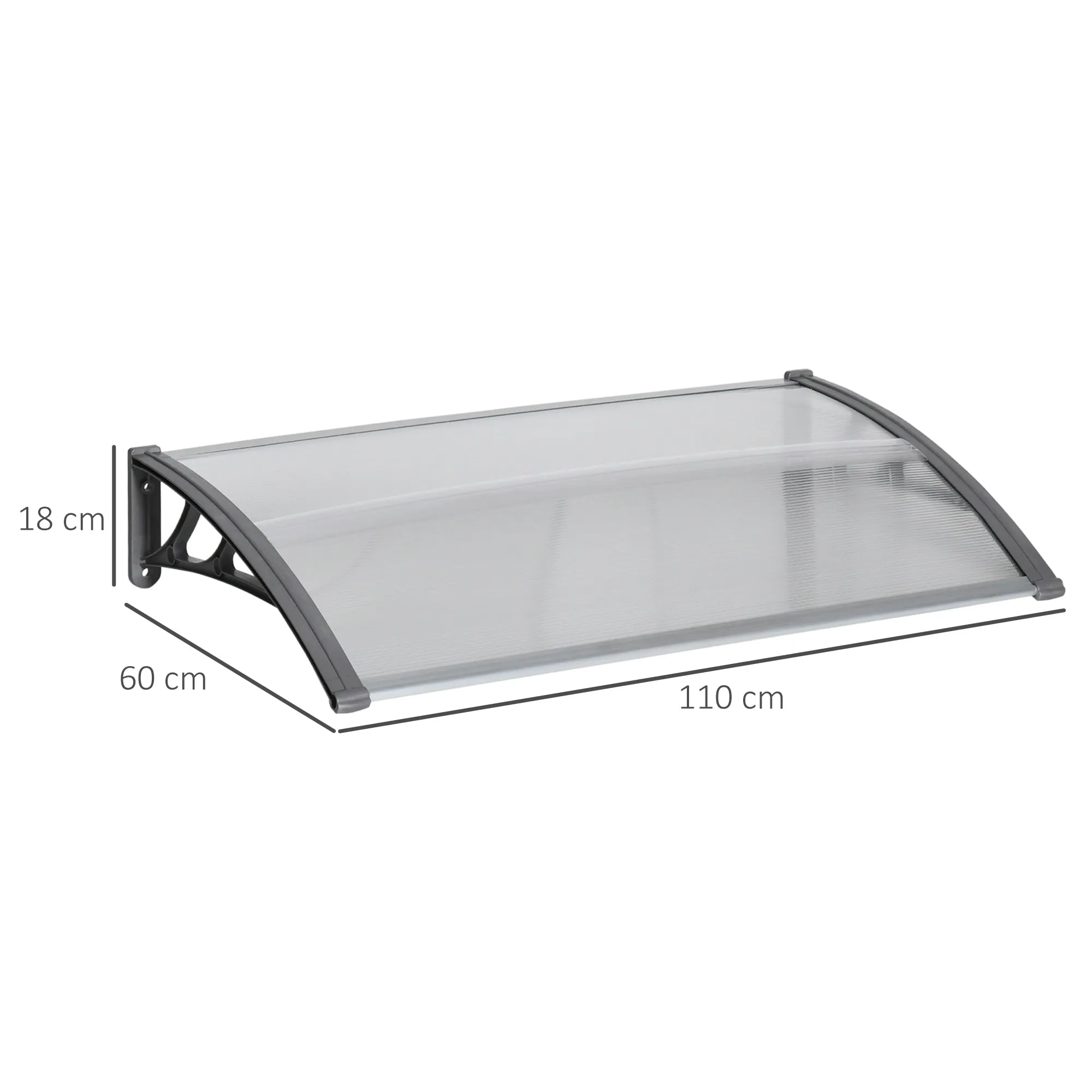 Modern Canopy in Polycarbonate, Aluminum and PP for Balconies, Windows and Doors, 110x60x18 cm - Image 3