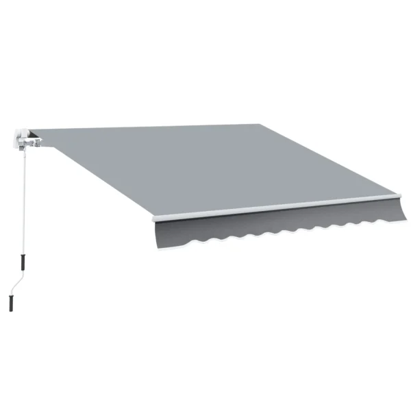 Outdoor Awning Roller Shade with Crank in Metal and Aluminum, 395x245 cm, Grey