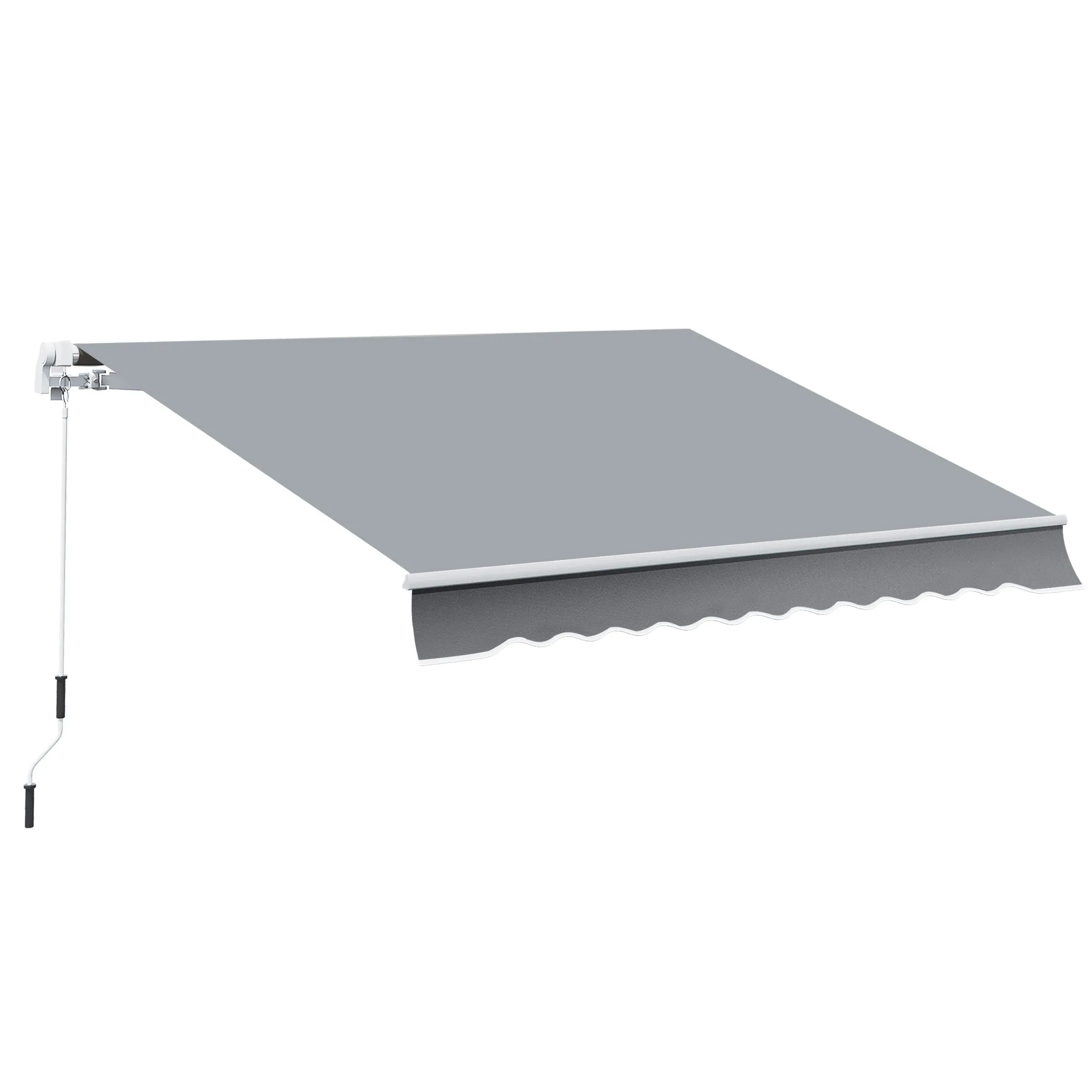Outdoor Awning Roller Shade with Crank in Metal and Aluminum, 395x245 cm, Grey